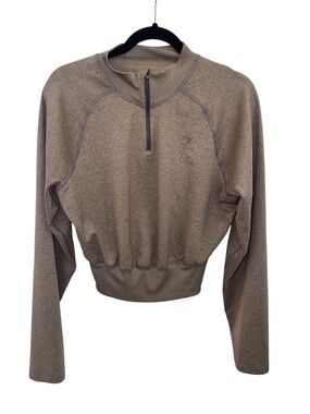 Gymshark Taupe Woman’s  Cropped Half-Zip Pullover